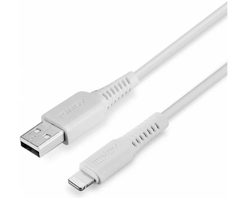 LINDY 1m USB to Lightning Cable white Charge and sync Cable for iPhone, iPad & iPod