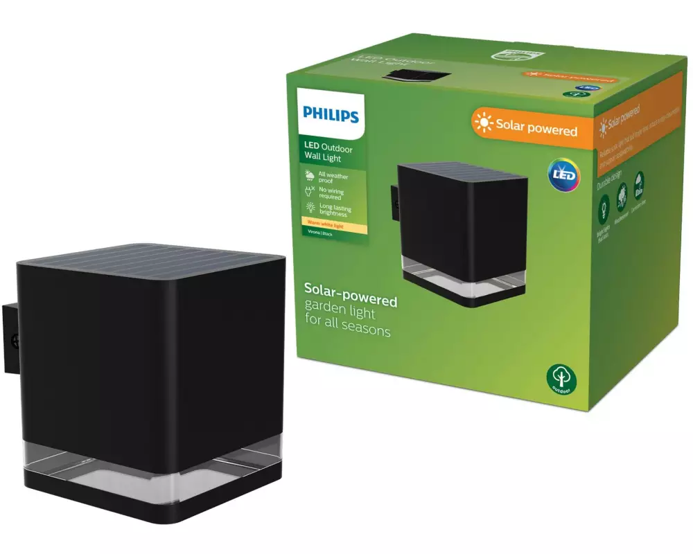 Philips Virona Wand Solar 1.8W 2700K schwarz