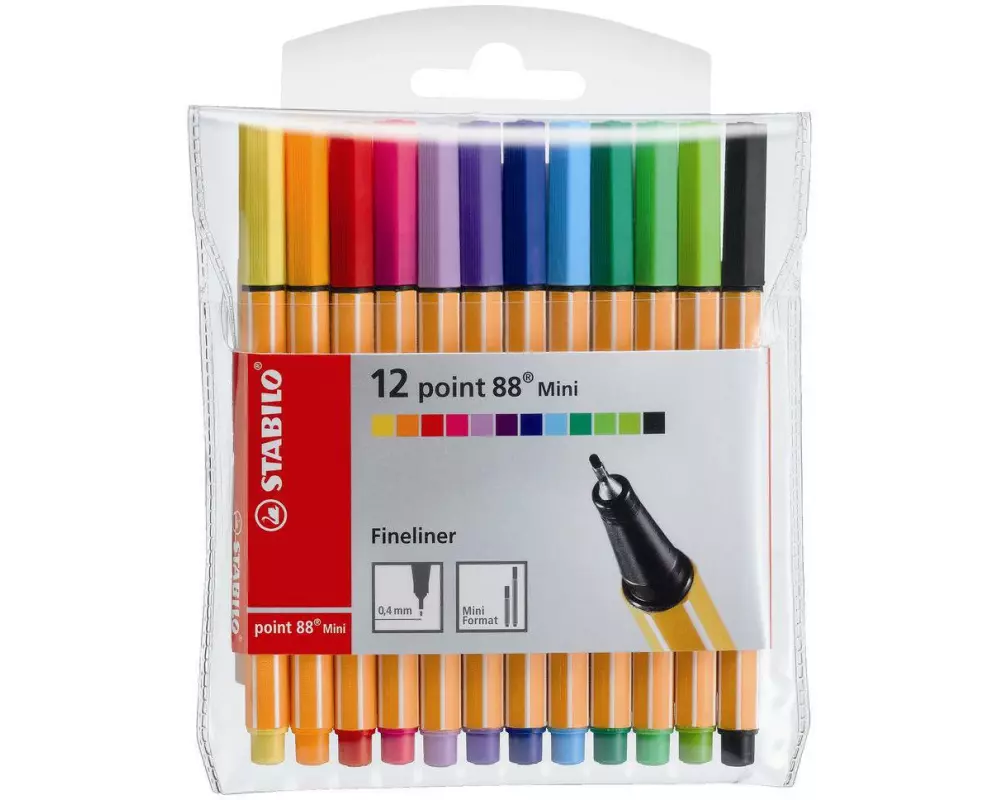STABILO Fineliner point 88 MINI 12 Stück, Mehrfarbig