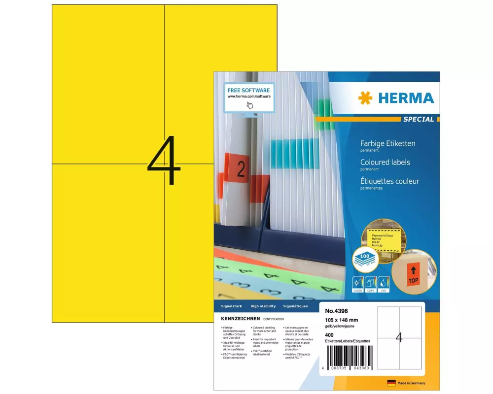 HERMA Universal-Etiketten 105 x 148 mm Gelb, 400 Etiketten