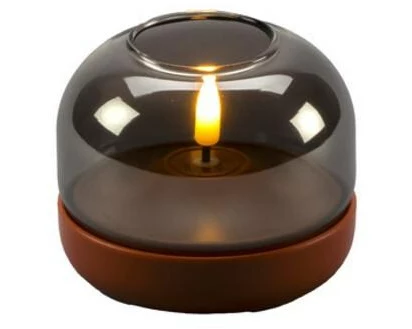 Konstsmide LED Kerze batteriebetrieben, rauchfarbenes Glas