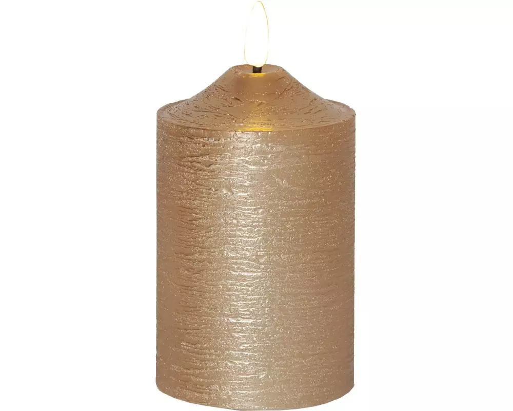 Star Trading LED-Kerze Pillar Flamme Ø 7.5 x 15 cm, Gold