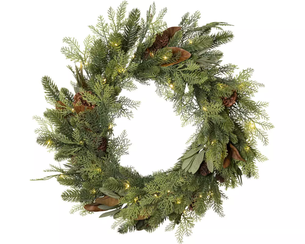 Star Trading LED-Weihnachtskranz Mixi, Indoor, Warmweiss, Grün