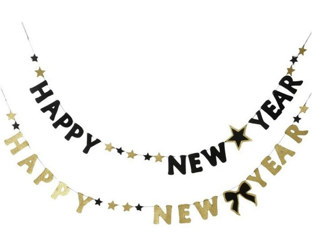 Boltze Dekogirlande Silvester Gravy Gold/Schwarz
