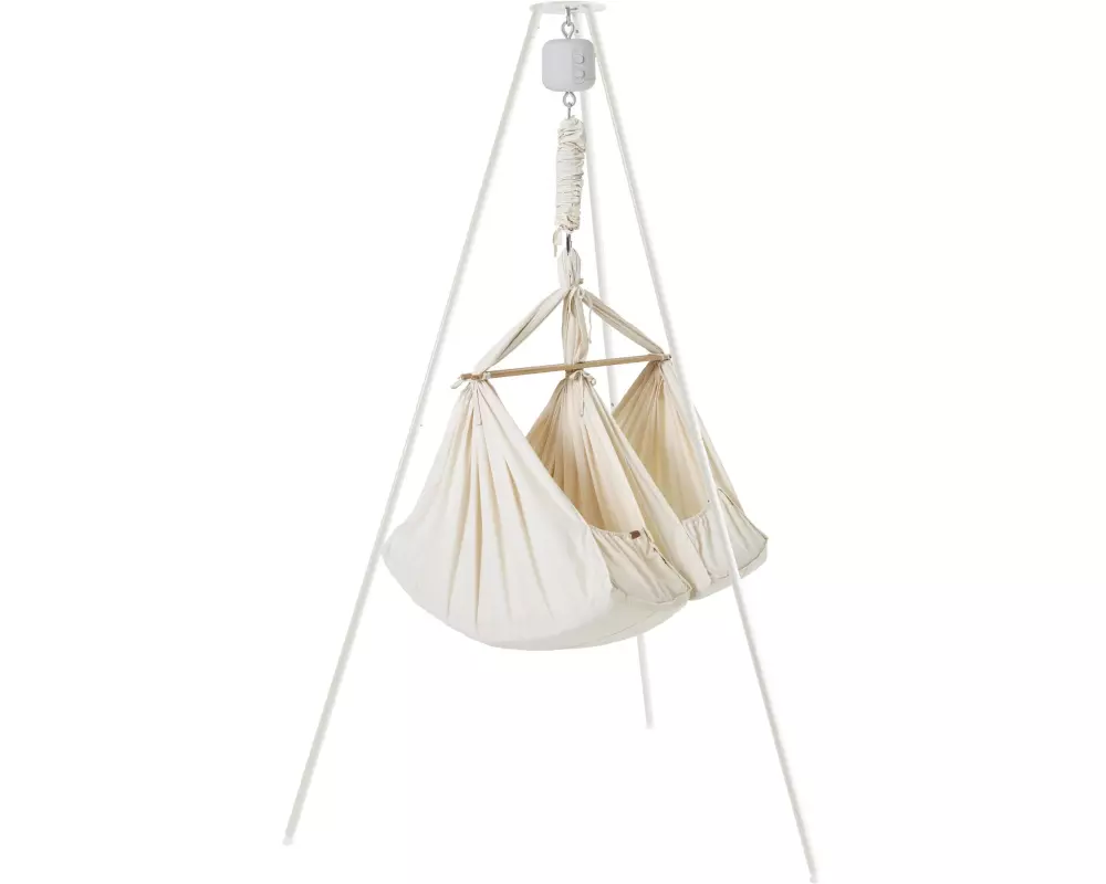Membantu Babyhängematte Set Ständer Basic Zwillinge White/Nature/Grey
