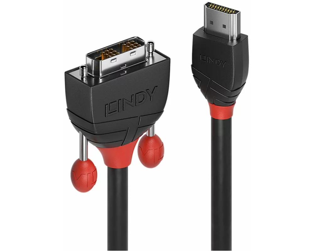 LINDY Black Line Video Cable, Single Link, HDMI-DVI M-M, 1m, black