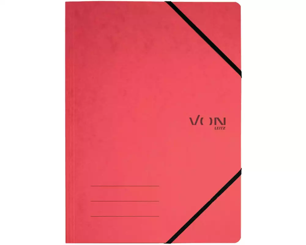 VON Gummibandmappe A4, Rot, 5 Stück