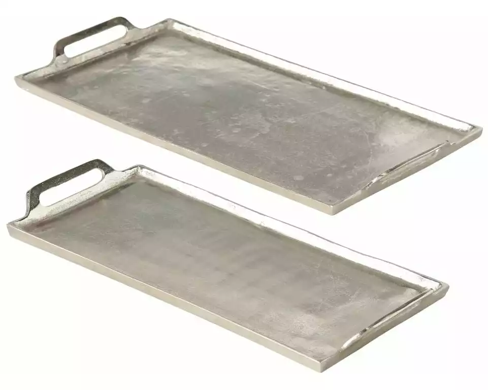 Boltze Servierplatte Tablett Rhys 2er Set, Silber