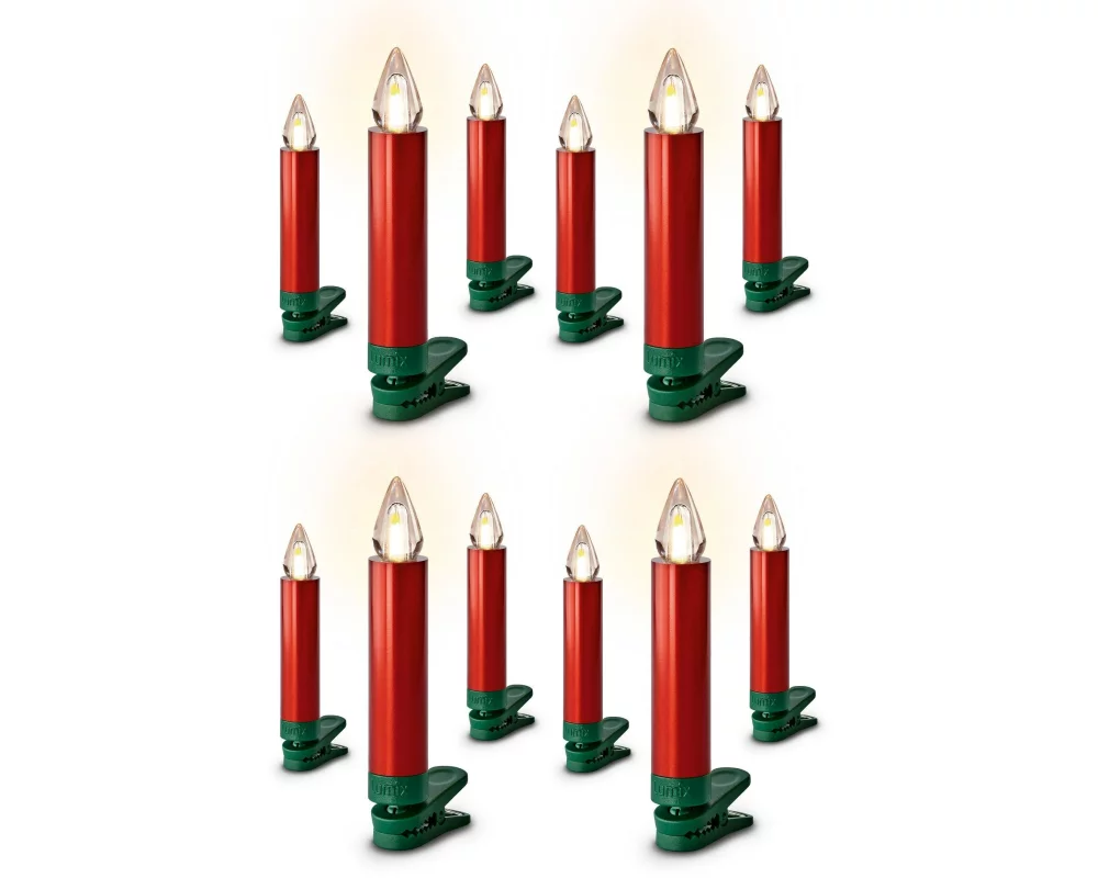 Lumix LED Baumkerze SuperLight Flame, Rot, 12er-Starter Set