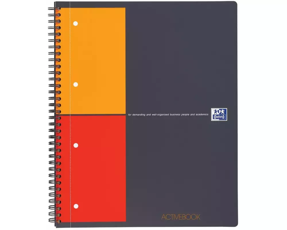 Oxford Notizheft International Activebook, A4 +, Kariert, Grau