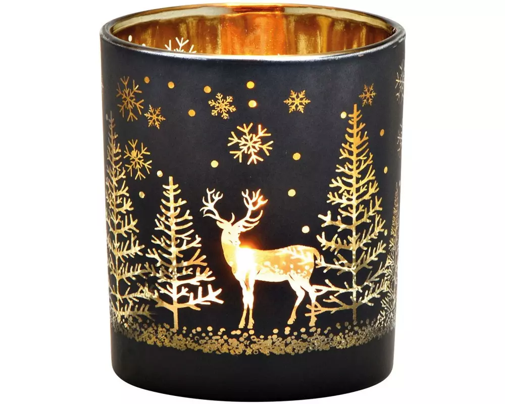 G. Wurm Weihnachtswindlicht Winterwald 8 cm