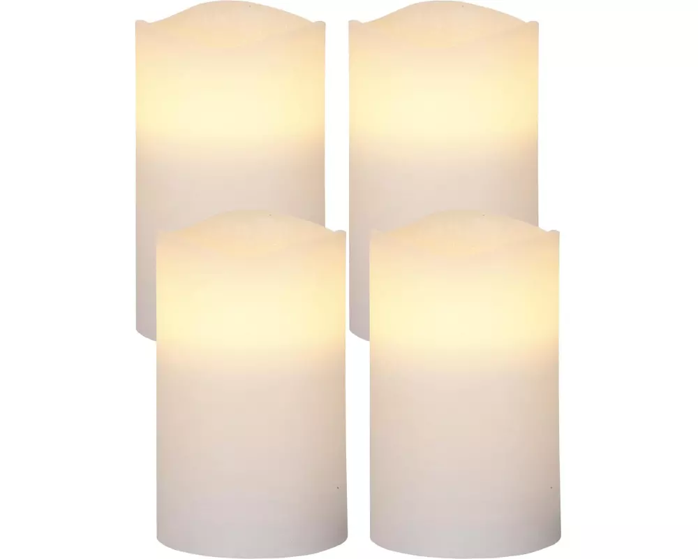 Star Trading LED-Kerzen Set Pillar May Ø 7.5 x 12.5 cm, Weiss, 4 Stk