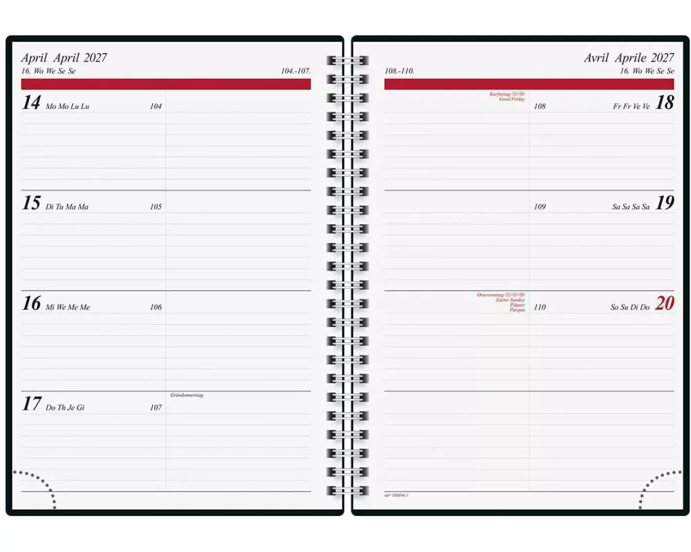 rido idé Wochenagenda Timing 1 2027 Mountain, A5, Papier