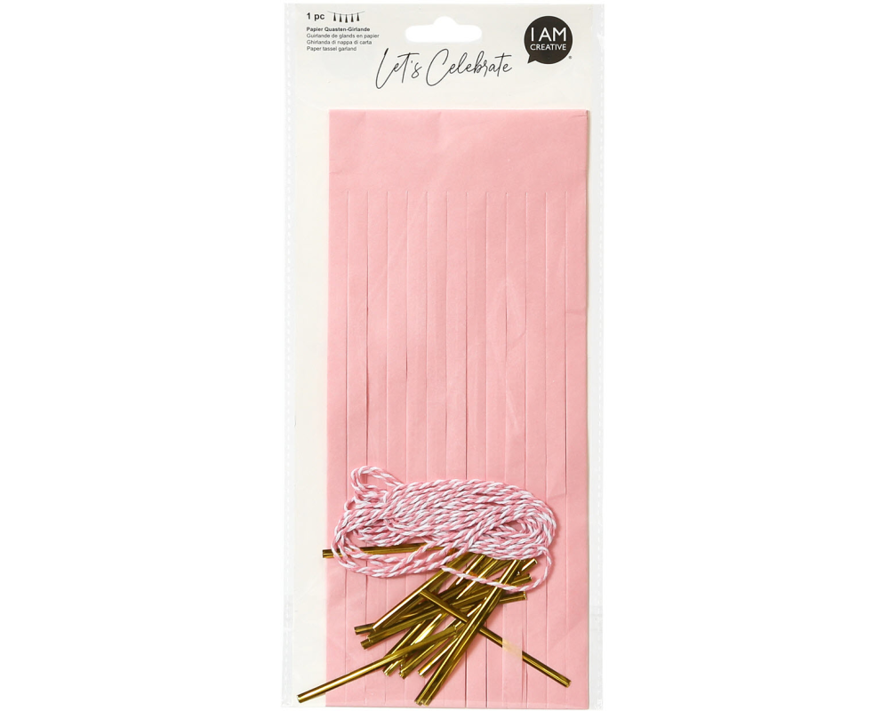 I AM CREATIVE Papier Quasten-Girlande, rosa 6010.961