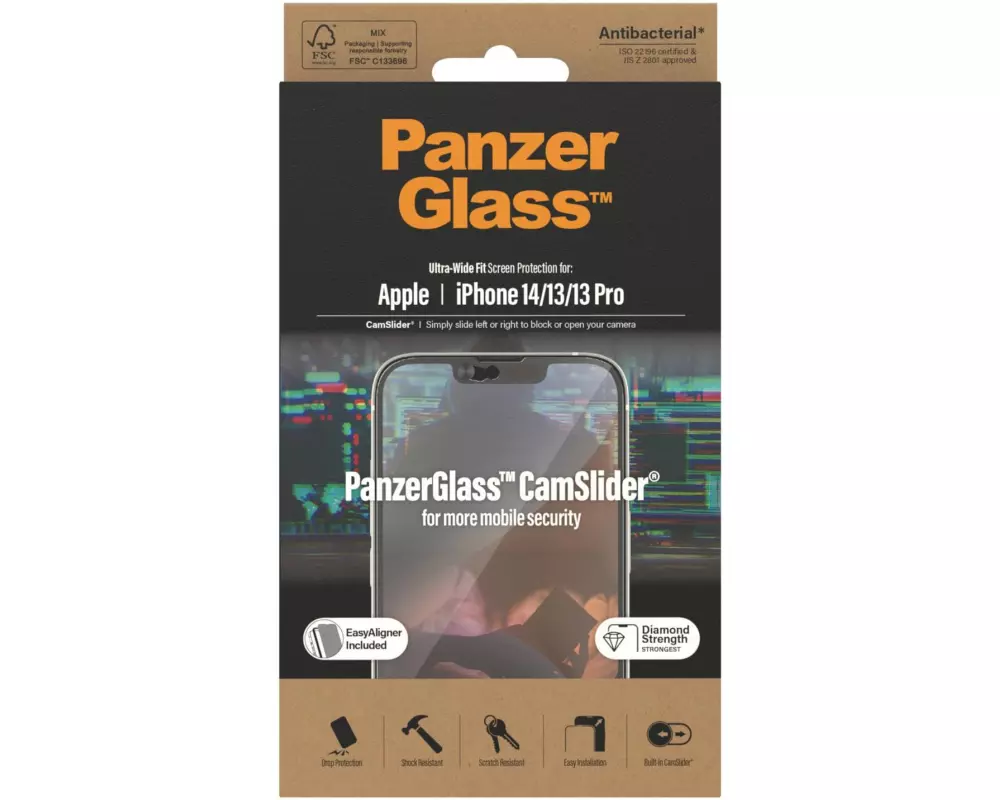 Panzerglass Displayschutz Ultra Wide Fit Cam-Slider iPhone 13/13 Pro/14