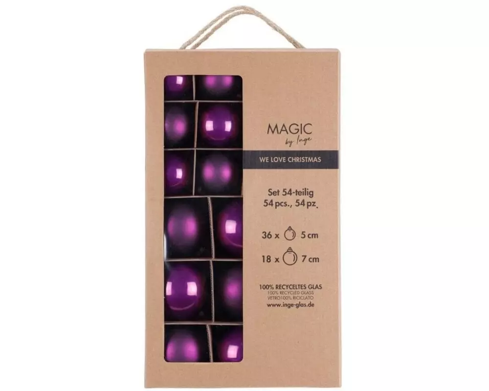 INGES CHRISTMAS DECOR Weihnachtskugel Purple Symphony 54 Stück, Lila