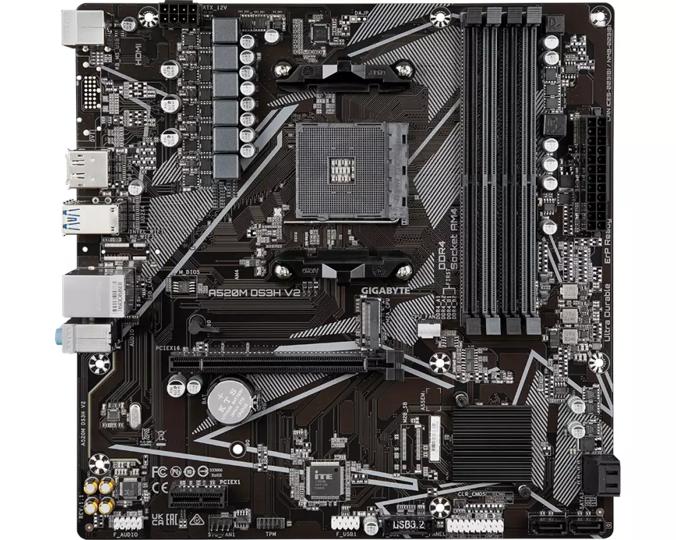 Gigabyte A520M DS3H V2 AM4 4xDDR4 Micro ATX MB 4xSATA 1xM.2