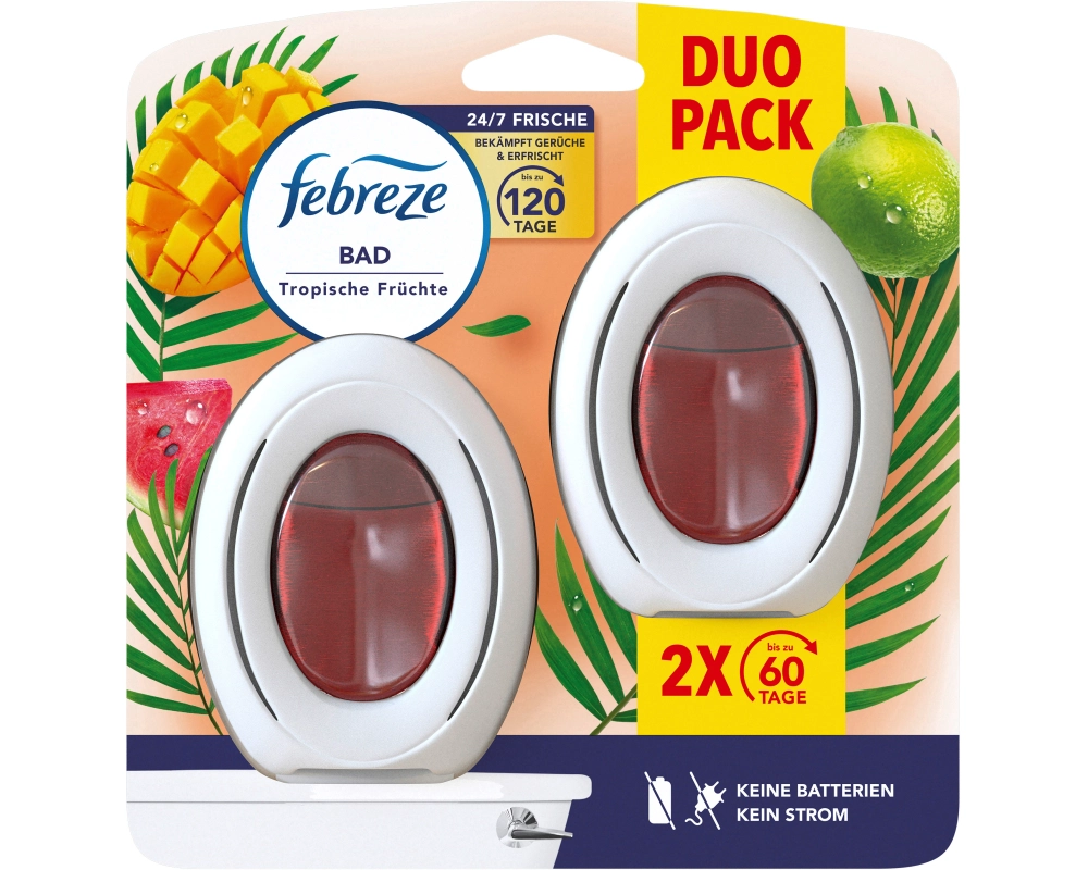 FEBREZE Bad Lufterfrischer 972115 Tropische Früchte 2x8ml