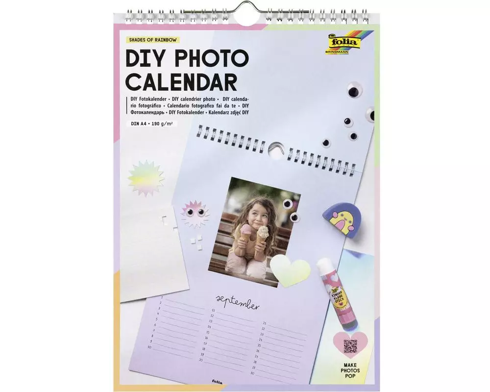 Folia DIY Fotokalender, shades of rainbow DIN A4, 13 Seiten