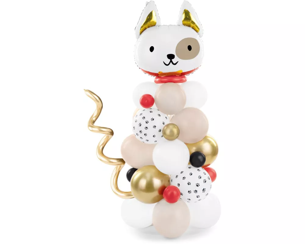 Partydeco Luftballon Hund Gold/Weiss, 83 x 140 cm, 13-teilig