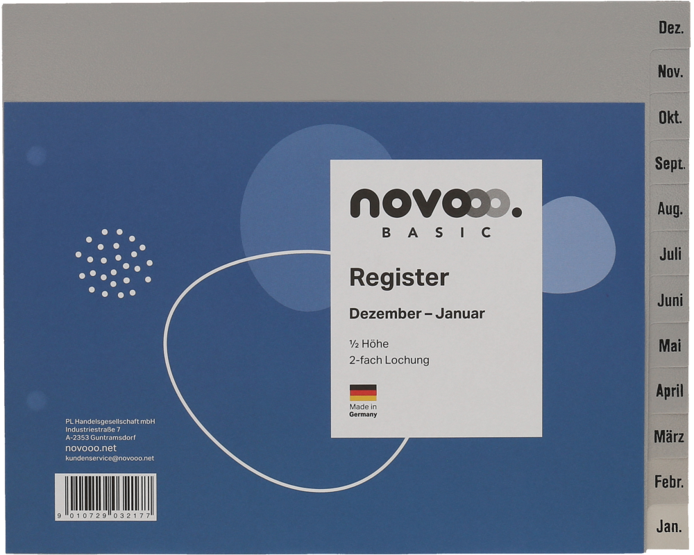 NOVOOO Register PP 1/2 Höhe 40972 grau Dez-Jan DE