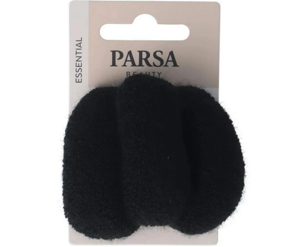 Parsa Beauty Zopfhalter gross, dick, Frottee Schwarz 3 Stück