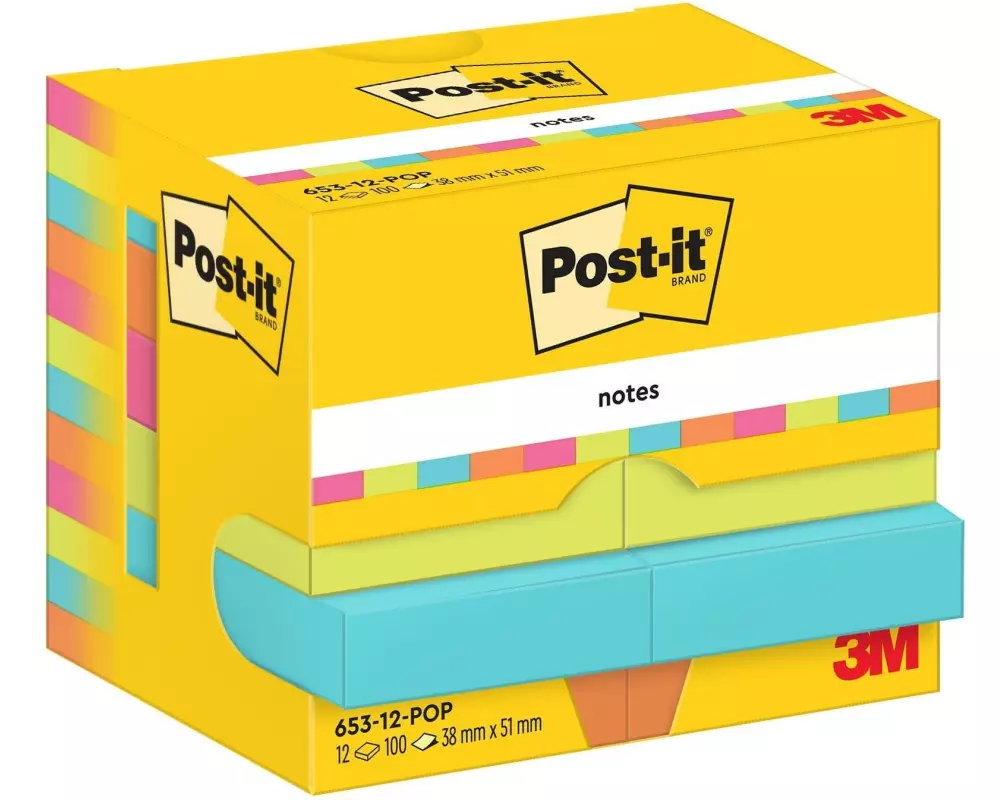 Post-it Notizzettel Poptimistic 51 x 38 mm, Mehrfarbig, 12 Blöcke