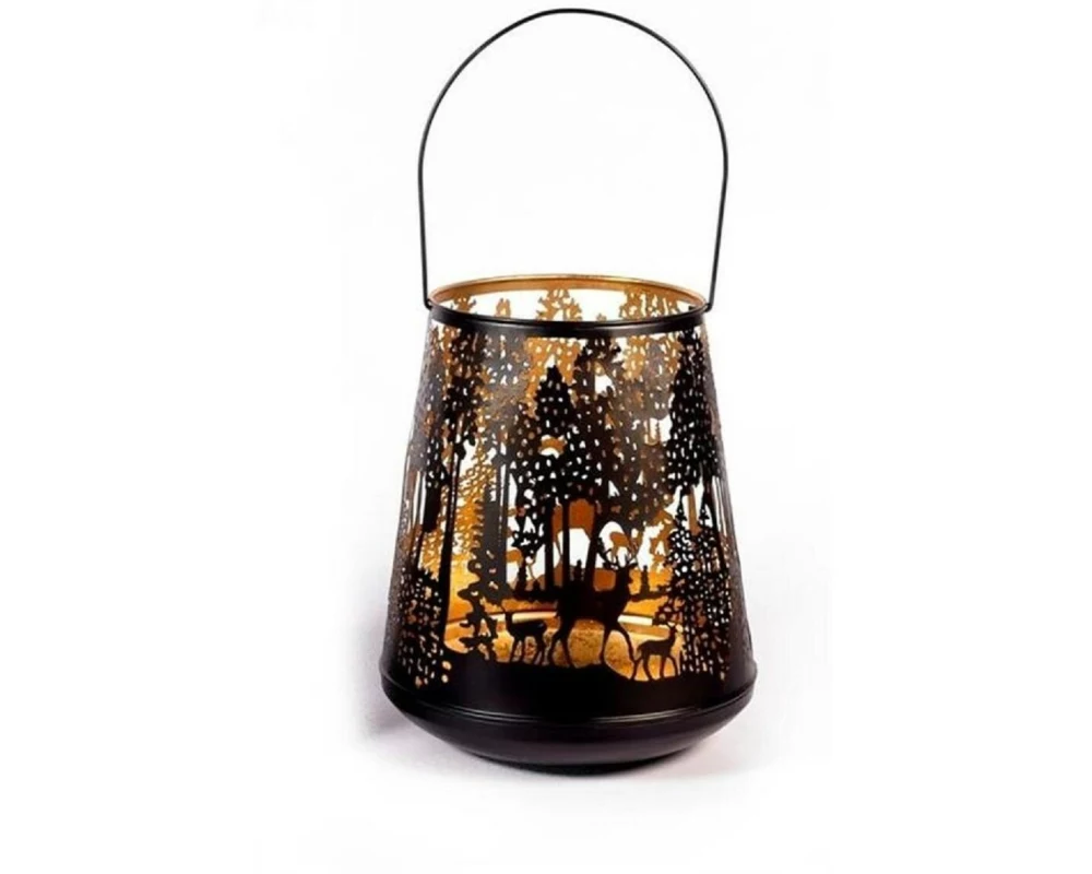 Dameco Laterne Forest, 25 x 30 cm, Schwarz / Gold