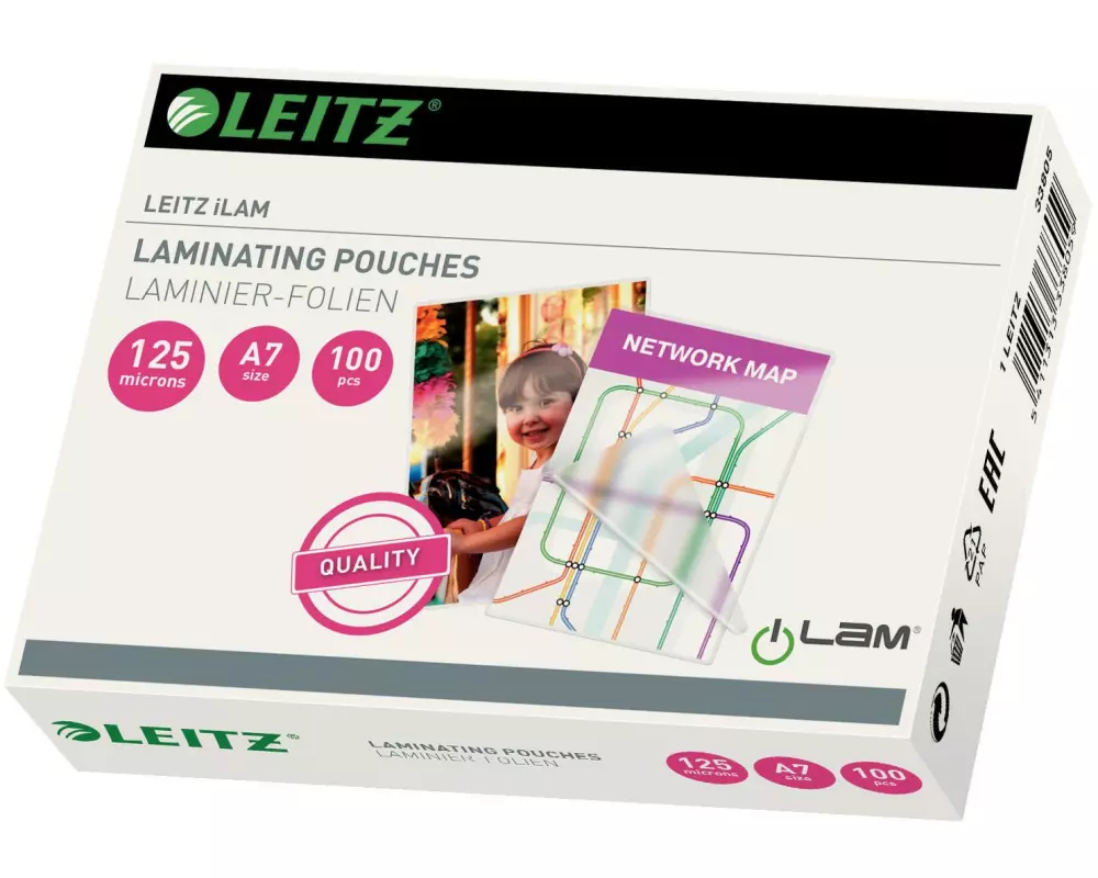 Leitz Laminierfolie A7, 125 µm, 100 Stück, Glänzend