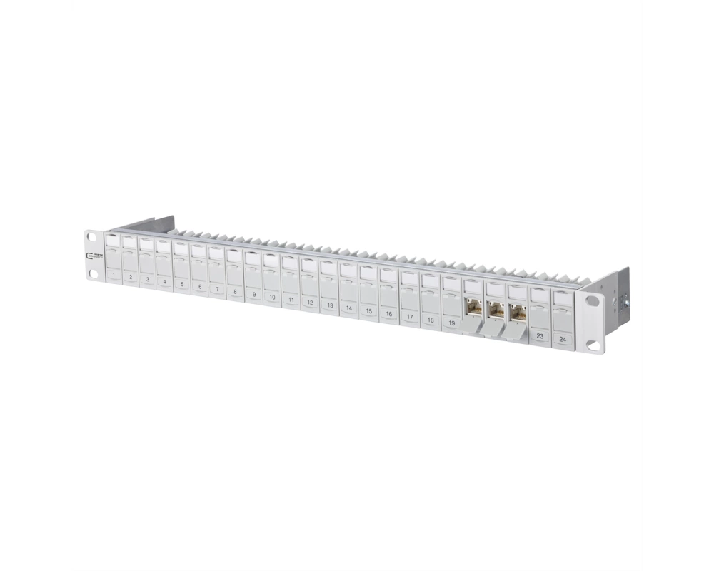 METZ CONNECT 19"-Panel 1HE bestückt mit 24 C6A Modulen Cat.6A (Class EA)