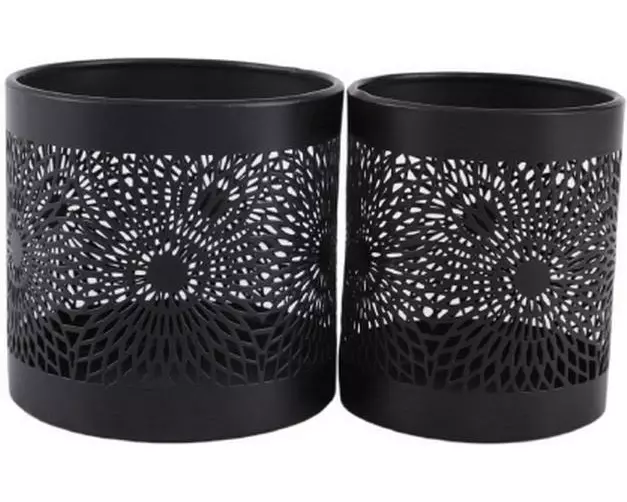 CHALET Windlicht Oyolo 2-er Set, 10 cm, Schwarz