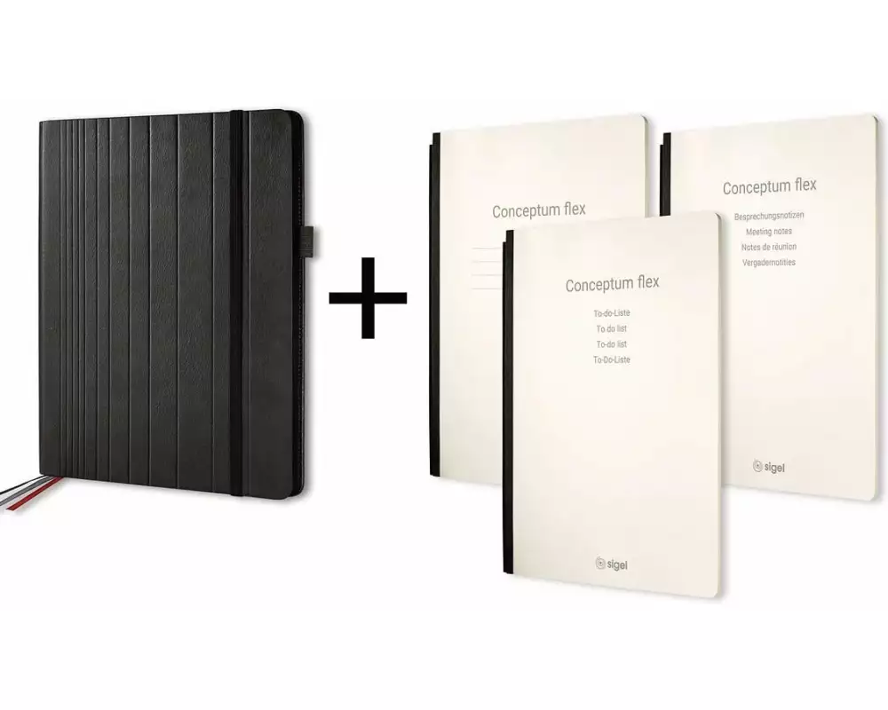 Sigel Konferenzmappe Conceptum flex A5, liniert, Schwarz