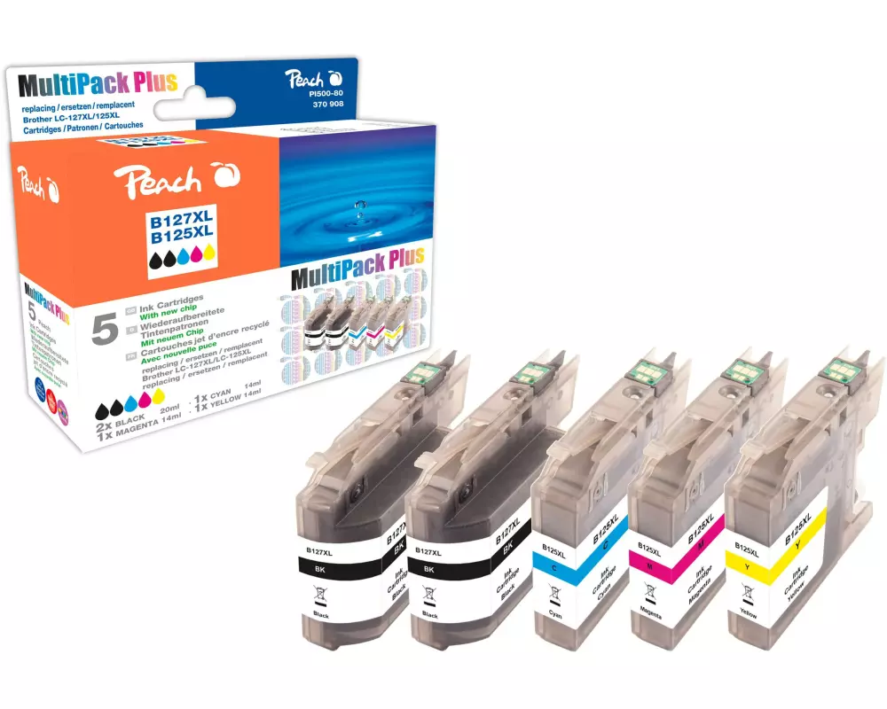 Peach Tintenset Brother LC-127XL C, M, Y, 2x BK