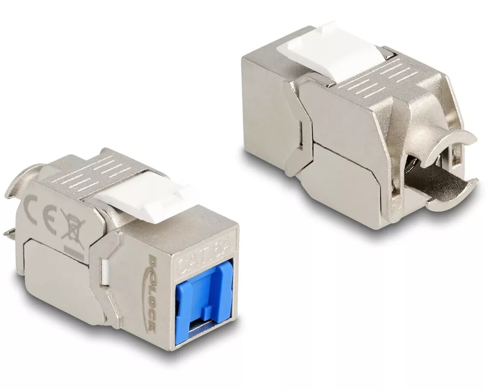 Delock Keystone-Modul RJ45 Cat.6A mit blauer Staubschutzkappe