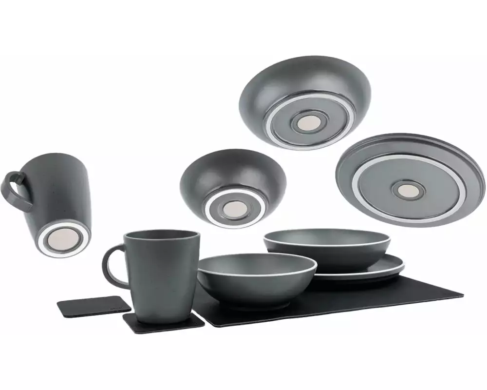 Silwy Magnet-Kunststoff-Geschirrset Dolomit Grey