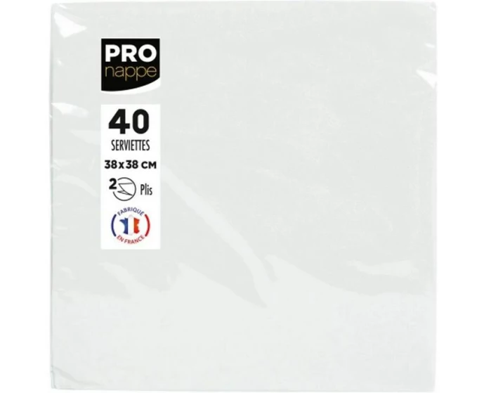 PRO nappe Papierservietten Weiss 38 cm x 38 cm, 40 Stück