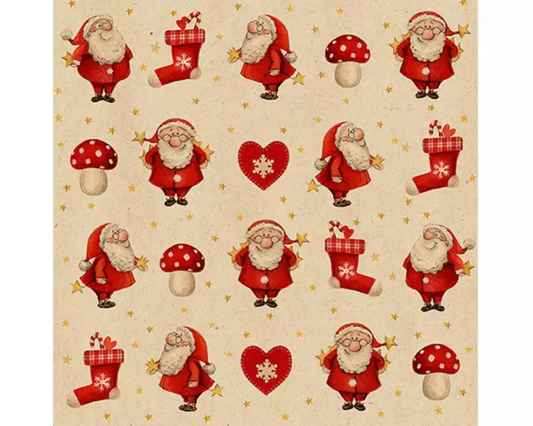 Braun + Company Weihnachtsservietten Little Nick Beige, 20 Stück