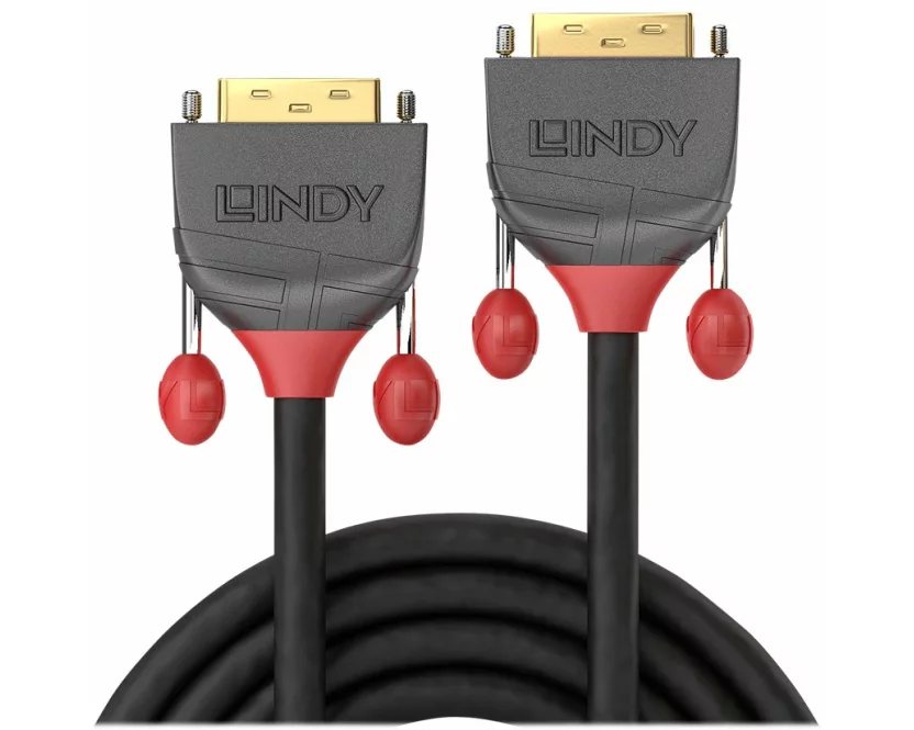 LINDY Anthra Line Video Cable, Single Link, DVI-DVI M-M, 25m, grey