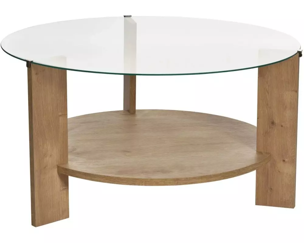 Woody Fashion Couchtisch Clara Sapphire Oak 75 x 40 cm, Braun/Transparent