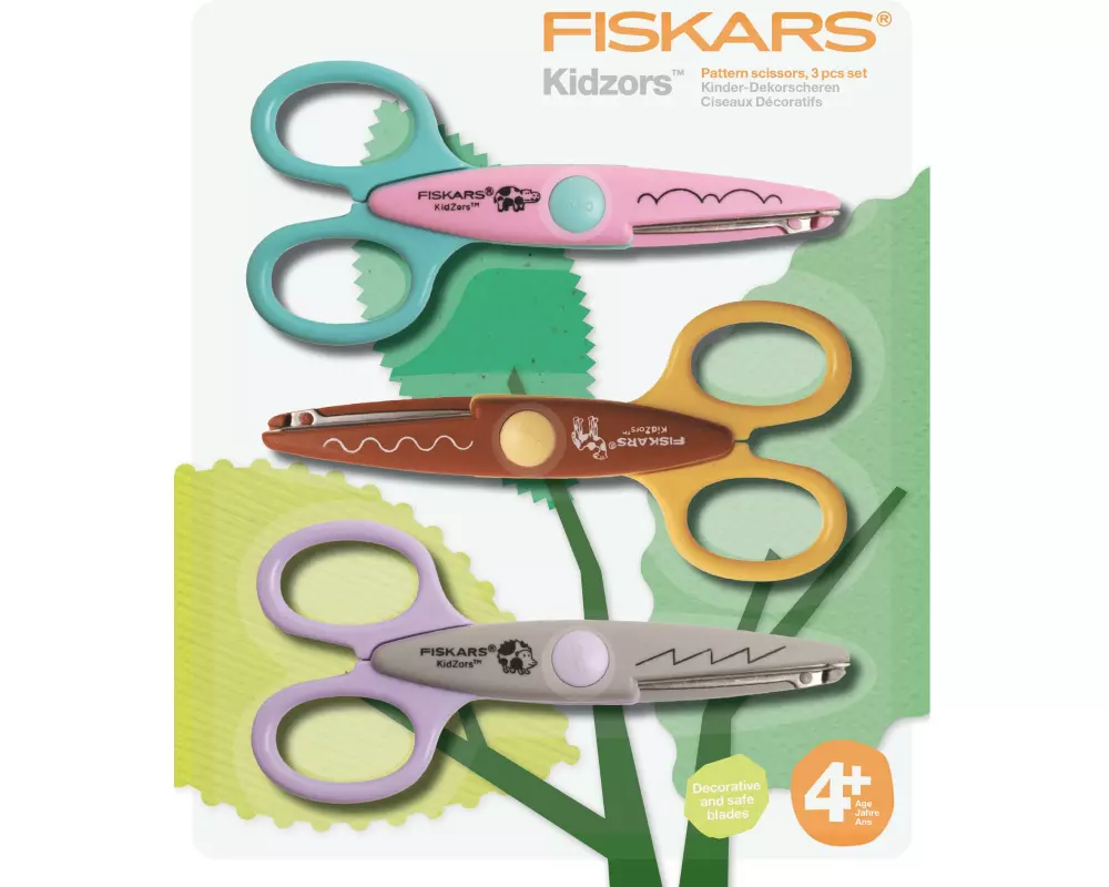 Fiskars Dekorscheren 3-er Set Zoo 13 cm, Rostfreier Stahl, Universal