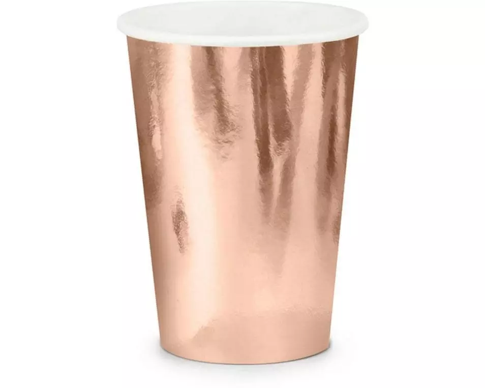 Partydeco Einwegbecher Uni 220 ml, 6 Stück, Rosegold