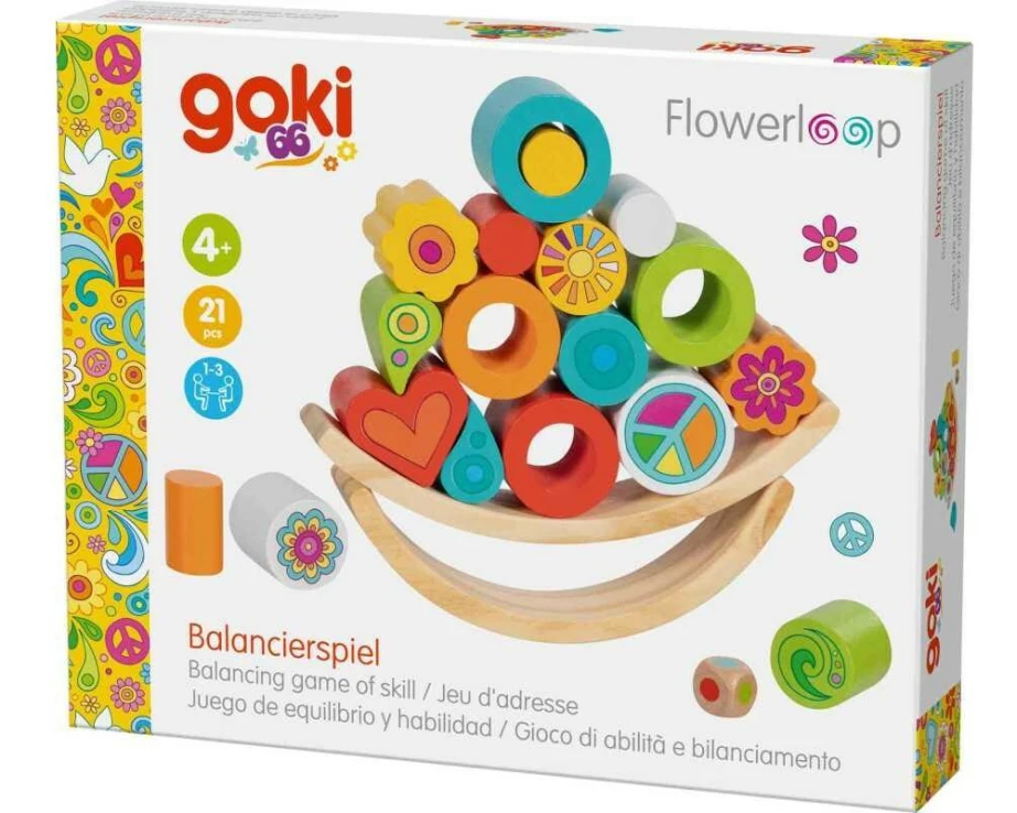 Goki Stapelspielzeug Balancierspiel Flowerloop 18 x 3.2 x 19 cm
