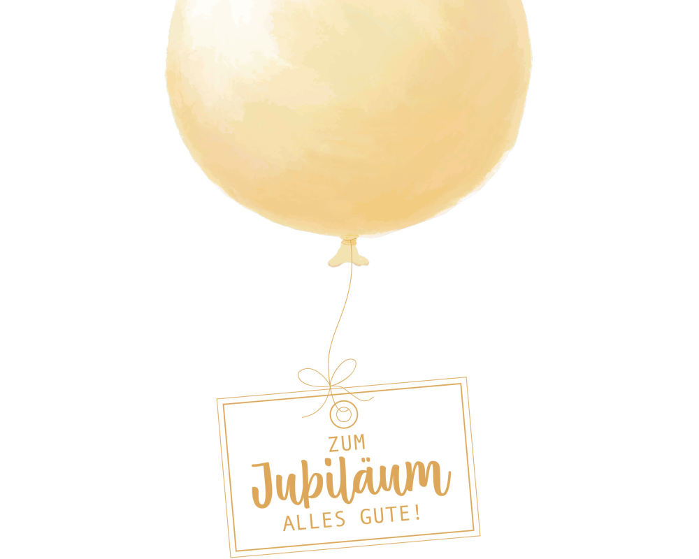 ABC Glückwunschkarte Jubi. DE B6 52296 Goldener Ballon
