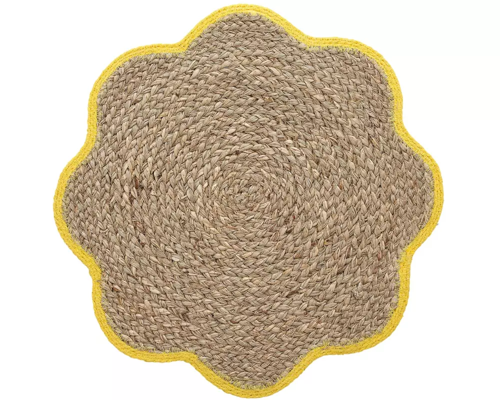 Zeller Present Tischset Blumen-Geflecht Seegras ø 38 cm, Weiss