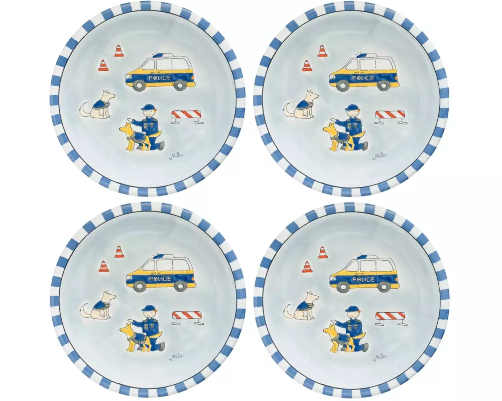 Mila Frühstücks- & Dessertteller Police 4 Stück, Blau/Hellblau