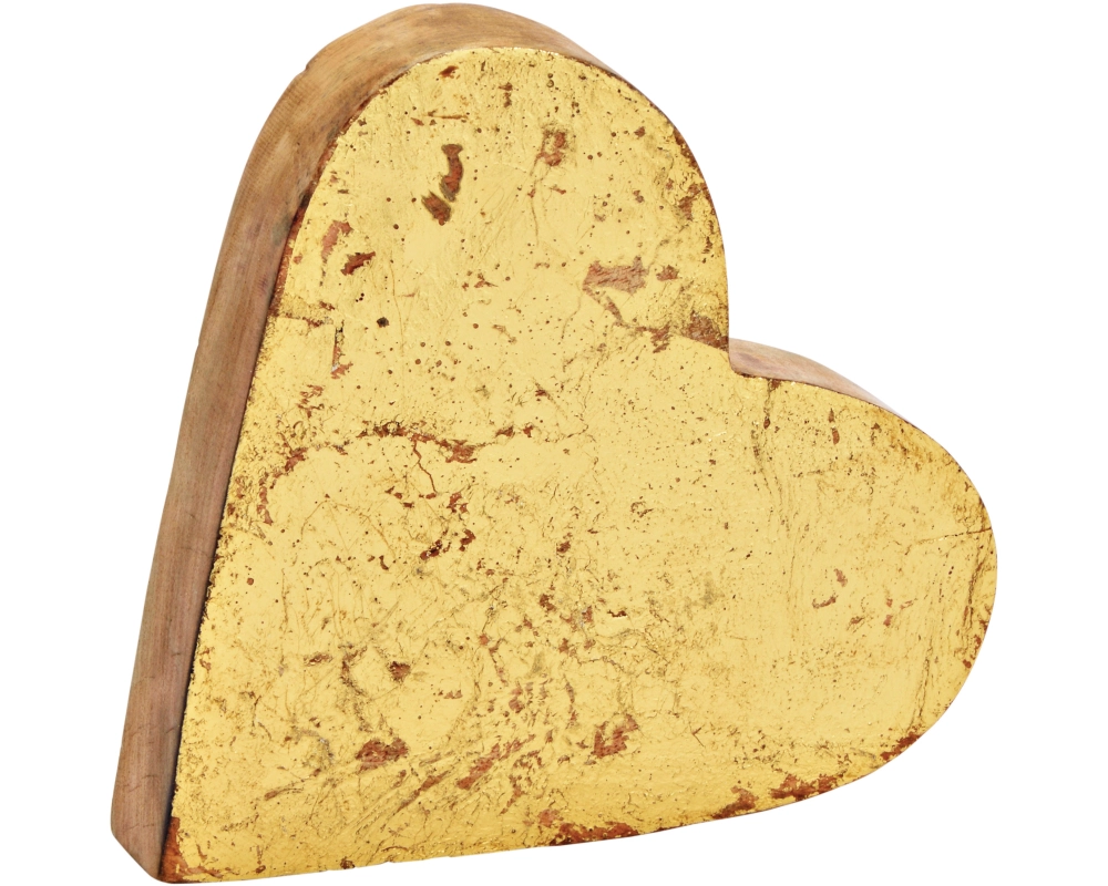 ROOST Herz aus Mangoholz 10034349 gold 18x18x4cm
