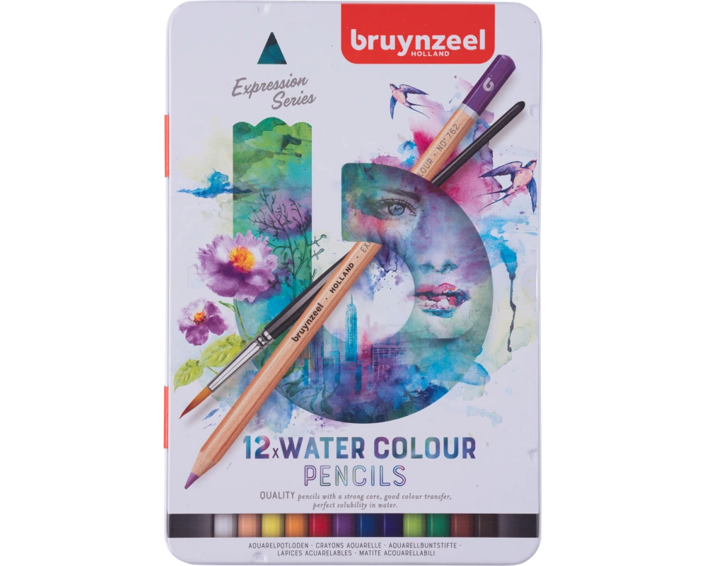 BRUYNZEEL Aquarellfarbstifte Expression 60313012 12 Farben Metalletui