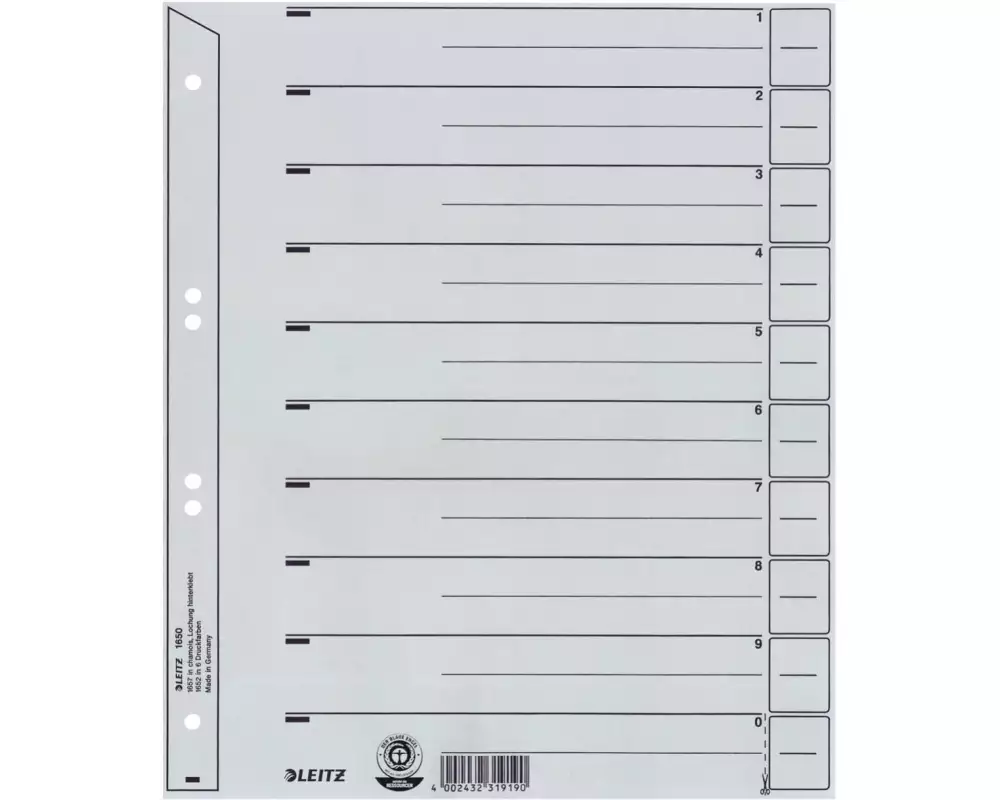 Leitz Trennstreifen A4+ Blanko, 100 Stück
