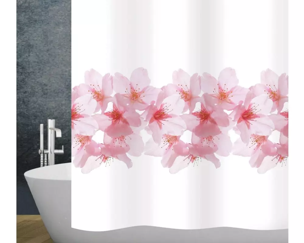 diaqua® Duschvorhang Sakura 180 x 200 cm, Rosa/Weiss