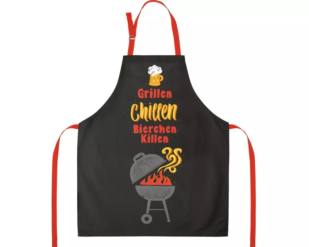 Sheepworld Kochschürze Grillen, Chillen, Bierchen killen Schwarz